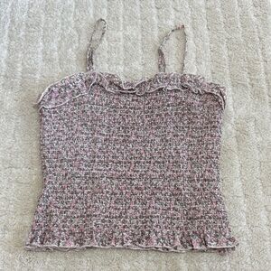 & Other Stories Pink and Gray Smocked Camisole